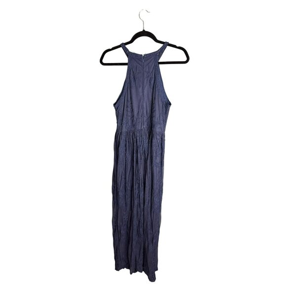 Altar'd State Women's Large Navy Maxi Sleeveless Halter Fully Lined Lace Dress - Picture 2 of 8